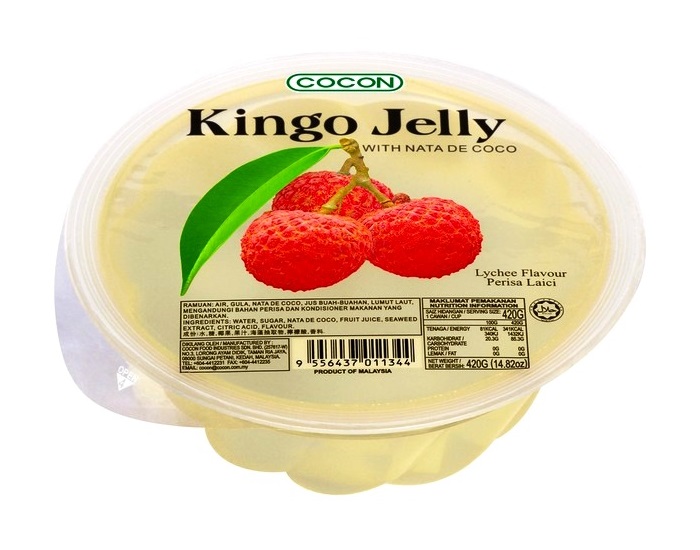 Gelatina con nata de coco Kingo Jelly gusto lychee - Cocon 420g.